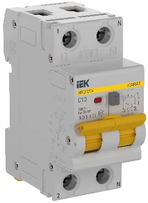 KARAT Выключатель автоматический дифференциального тока АВДТ32EM 1P C10 30мА тип AC IEK KA-VD14-1-010-C-030-AC