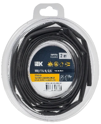 Трубка термоусадочная ТТУ нг-LS 5/2,5 черная (2м/упак) IEK UDR12-005-D25-002-K02-T