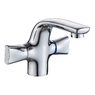 Смеситель для умывальника с двумя рукоятками крепеж гайка