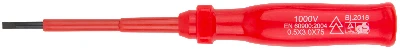 Отвертка изолированная 1000 В, CrV сталь, пластиковая ручка 3х75 мм SL FIT 55801