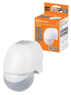 Датчик движения настенный ДДС-03 1100Вт, 5-720с, 10м, 5+Лк, 180гр, IP44,