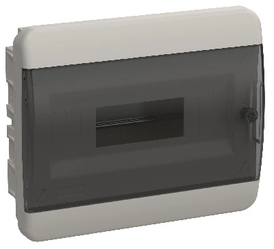 TEKFOR Корпус пластиковый встраиваемый ЩРВ-П-12 IP41 черная прозрачная дверь IEK TF5-KP12-V-12-41-K01-K03