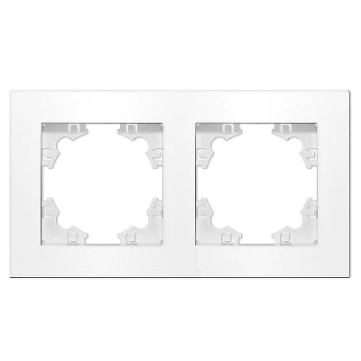 Рамка двухместная горизонтальная Афина белая (еврослот)