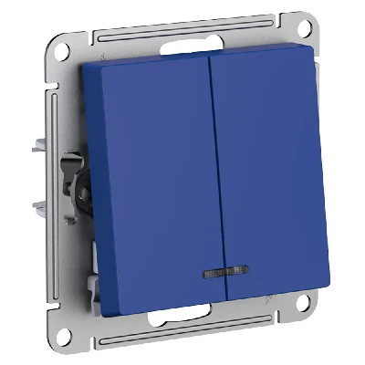ATLASDESIGN выключатель двухклавишный с подсветкой, сх.5а, 10АХ, механизм, АКВАМАРИН Systeme Electric ATN001153