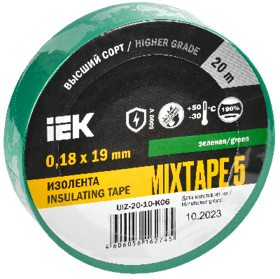 Изолента ПВХ зеленая 19мм 20м IEK UIZ-20-10-K06