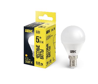 Лампа светодиодная G45 шар 5Вт 230В 3000К E14 IEK LLE-G45-5-230-30-E14