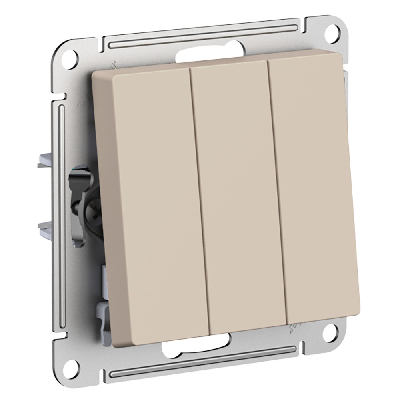 ATLASDESIGN выключатель трехклавишный, сх.1+1+1, 10АХ, механизм, ПЕСОЧНЫЙ Systeme Electric ATN001231