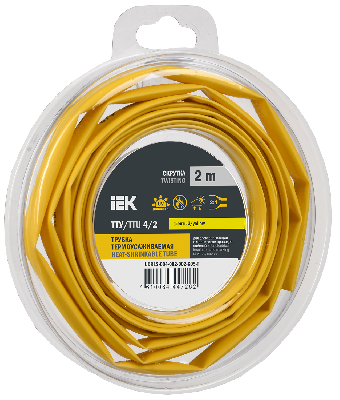 Трубка термоусадочная ТТУ нг-LS 4/2 желтая (2м/упак) IEK UDR12-004-002-002-K05-T