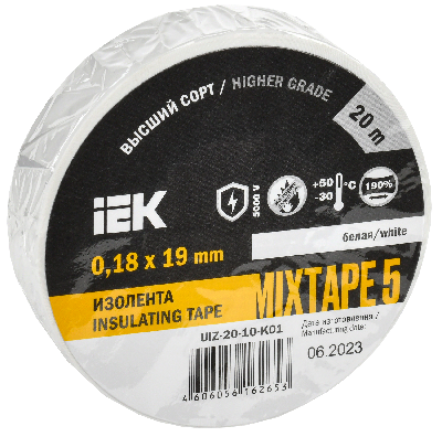 Изолента ПВХ белая 19мм 20м IEK UIZ-20-10-K01