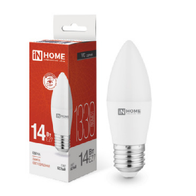 Лампа светодиодная LED-СВЕЧА-VC 14Вт 230В E27 4000K 1330Лм IN HOME