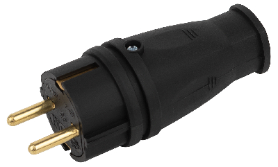 Вилка VX10-B-IP44 каучуковая c заземлением 16А IP44 прямая черная