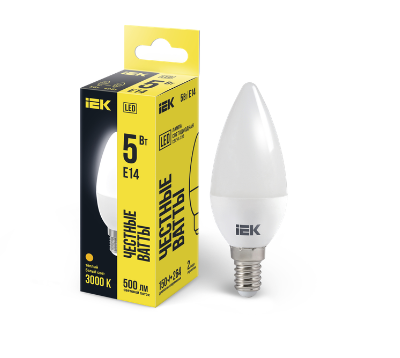 Лампа светодиодная C35 свеча 5Вт 230В 3000К E14 IEK LLE-C35-5-230-30-E14