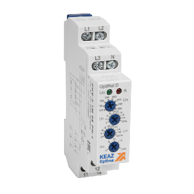 Реле контроля фаз OptiRel D PHS-3-1M-06-PP-2 повышенного/пониженного настр асимметрии 3Ф 2СО КЭАЗ 332000