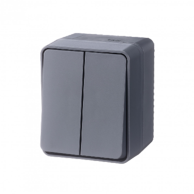 AtlasDesign Profi54 выключатель двухклавишный IP54 10 АХ, АНТРАЦИТ, Россия Systeme Electric ATN544051