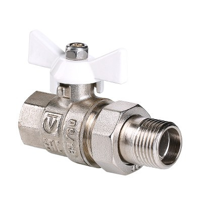 Кран шаровой со сгоном 3/4' ВН белая ручка бабочка BASE VALTEC VT.227.NW.05 AAV227005W