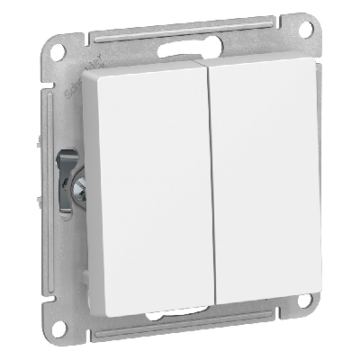 Переключатель двухклавишный ATLASDESIGN схема 6 10АХ механизм белый Systeme Electric ATN000165