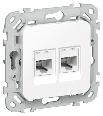 FLITE Розетка 2-местная компьютерная RJ45 категория 5Е UTP РК5е-2-0-ФлБ белый IEK