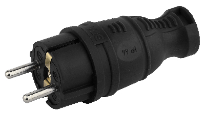 Вилка каучуковая з/з прямая 16A IP44 черная       V8-B-IP44 ЭРА Б0044540