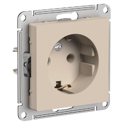 ATLASDESIGN РОЗЕТКА с заземлением, 16А, механизм, ПЕСОЧНЫЙ Systeme Electric ATN001243