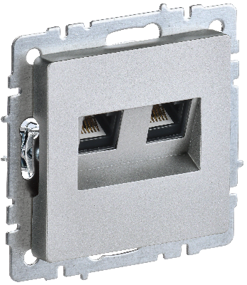 BRITE Розетка компьютерная двойная RJ45 кат.5E РК10-2-БрА алюминий IEK BR-K20-1-K47