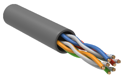 Витая пара U/UTP кат.5е 4x2x24 AWG solid 305м PVC серый ITK LC1-C5E04-111