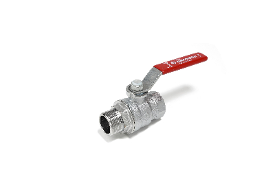 Кран шаровой хромированный R854L Ду 20 3/4' Ру35 ВН полнопроходной рычаг красный