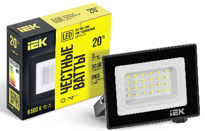 Прожектор СДО 06-20 светодиодный черный IP65 6500K IEK LPDO601-20-65-K02