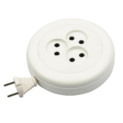 Удлинитель YX6-103 /UCK-3N/2x0,75/03M/R WHITE рулетка бытовой, б/з, 3 гнезда, 3м (ШВВП 2х0,75). Белый. ТМ Uniel