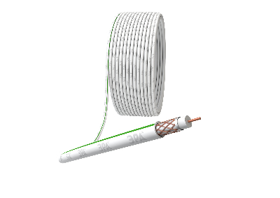 Кабель коаксиальный SAT 703 B 75 Ом Cu,  оплётка Cu 75% PVC белый 100м S-B-75-PVC100