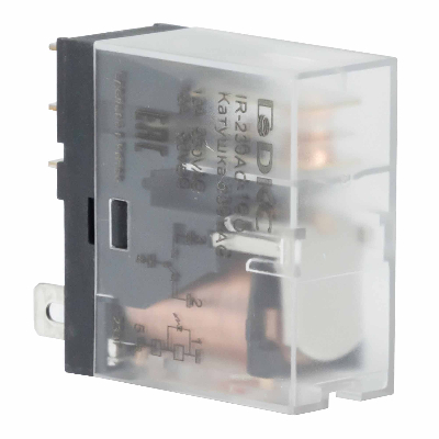 Реле миниатюрное промышленное, 1CO, ком. ток 12А, AgSnO2, напряжение 230V AC, опция: светодиод DKC IR-230AC-1CO