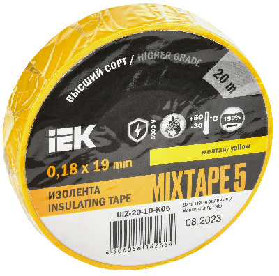 Изолента ПВХ желтая 19мм 20м IEK UIZ-20-10-K05