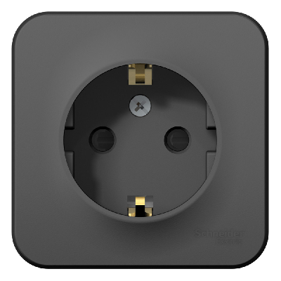 BLANCA Розетка наружная с заземлением со шторками изолированный плоский, 16А, 250В, антрацит Systeme Electric BLNRA011116
